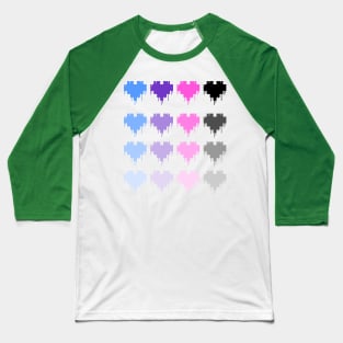 Fading Pixel Hearts (BPPB) Baseball T-Shirt